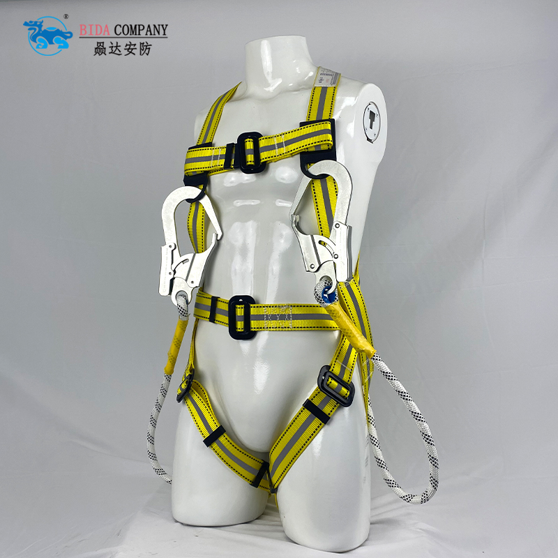 Full Body Warning Safety Harness Set Fall prevention double hook lanyard - 图片 3