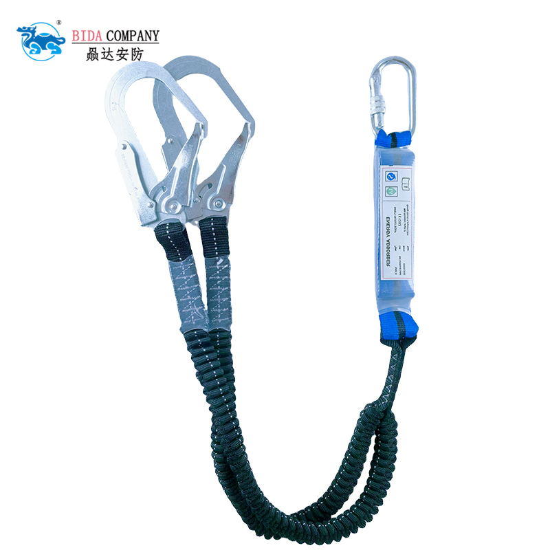 Fall Protection Double Hook Shock Absorbing Lanyard